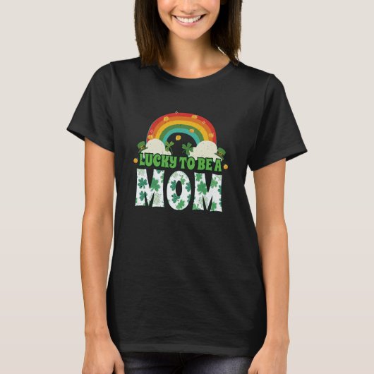 T-shirt Rainbow Shamrock Leprechaun Saint Patrick's Lucky (Devant)
