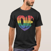 T-shirt Rainbow Striped Love Gay pride de coeur (Devant)