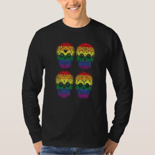 T-shirt Rainbow Sugar Skull Dia De Los Muertos Lgbt Q Prid