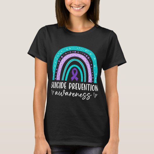 T-shirt Rainbow Suicide Prevention Awareness Teal Amp Pu  (Devant)