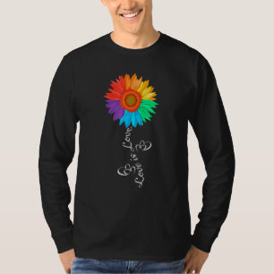 T-shirt Rainbow Sunflower Love Is Love LGBT Gay Lesbian Pr