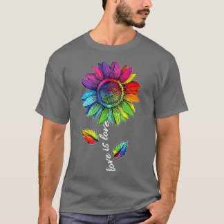 T-shirt Rainbow Sunflower Love Is Love LGBT Gay Lesbian Pr