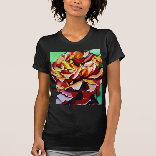 T-shirt Rainbow Sunset Rose watercolor original (Devant)