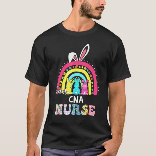 T-shirt Rainbow Team CNA Nurse Bunny Ears Pâques Jour Chri (Devant)