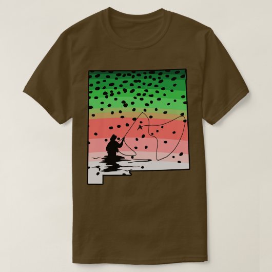 T-shirt Rainbow Trout Fly Fish New Mexico State Map Fly Fi (Design devant)