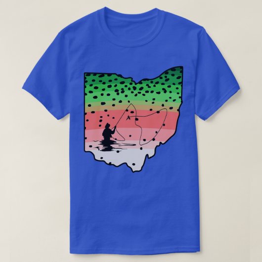 T-shirt Rainbow Trout Fly Fish Ohio State Map Fly Fishing (Design devant)
