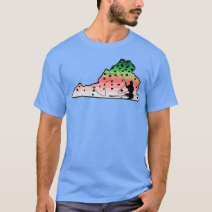 T-shirt Rainbow Trout Fly Fish Virginia State Map Fly Fish