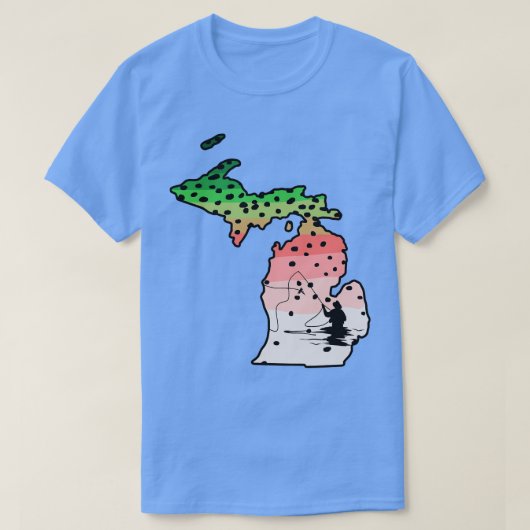 T-shirt Rainbow Trump Fly Fish Michigan State Map Fly Fish (Design devant)