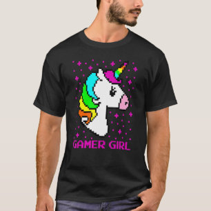 T-shirt Rainbow Unicorn 8 Bit Gamer Girer Jeu vidéo de jeu