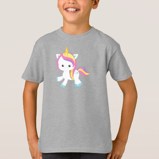 T-shirt Rainbow Unicorn, Cute Unicorn, Étoile, Magique Uni (Devant)