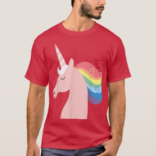 T-shirt Rainbow Unicorn Head Fun Magical Trendy Strange W