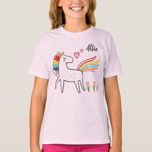 T-shirt Rainbow Unicorn Love Custom Name (Devant)