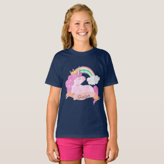 T-shirt 🌈 Rainbow Unicorn Nom personnalisé