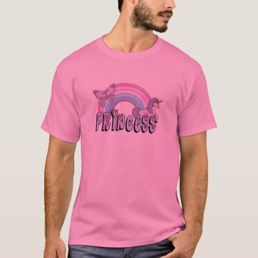 T-shirt Rainbow Unicorn Papillon Princesse Design (Devant)