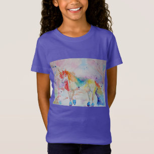 T-Shirt Rainbow Unicorn Whimsical Watercolor Girls T Shirt