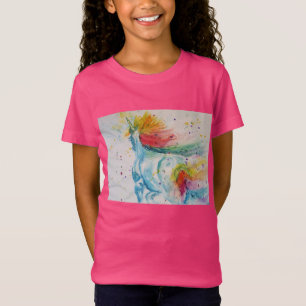 T-Shirt Rainbow Unicorn Whimsical Watercolor Girls T Shirt
