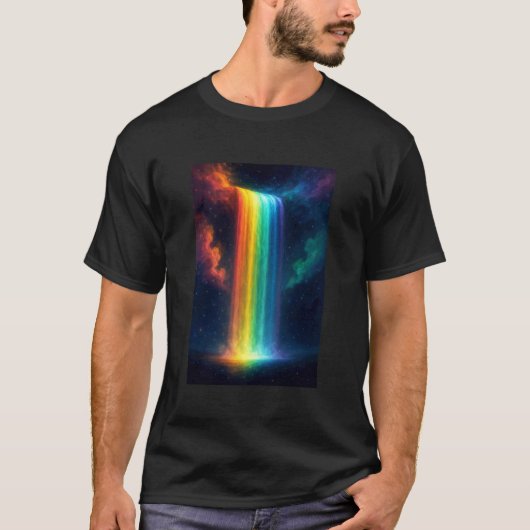 T-shirt Rainbow Waterfall at Night Fantasy Landscape Dream (Devant)