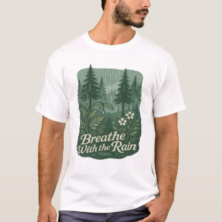T-shirt Rainy Forest Calm – Breathe With the Rain Art