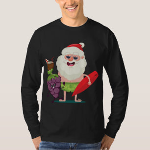T-shirt Raisin drôle Père Noël Avec Surf Board Vêtements G