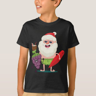 T-shirt Raisin drôle Père Noël Avec Surf Board Vêtements G