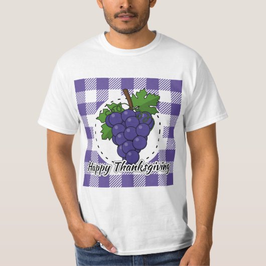 T-shirt Raisin sur Plaid violet - Bon thanksgiving (Devant)