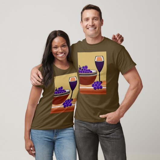 T-shirt Raisins et Wineglass en Maroon et Tan (Unisexe)
