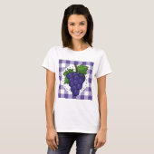 T-shirt Raisins sur Plaid violet blanc (Devant entier)
