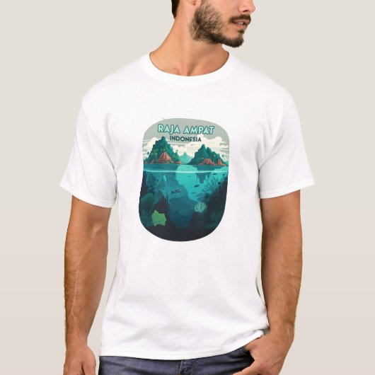 T-shirt Raja Ampat Indonésie Sous-marin Scuba Retro (Devant)