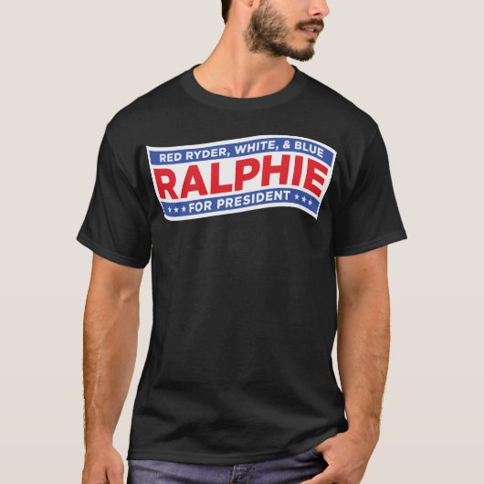 T-shirt Ralphie Pour Président Red Ryder Blanc Et Bleu (Devant)