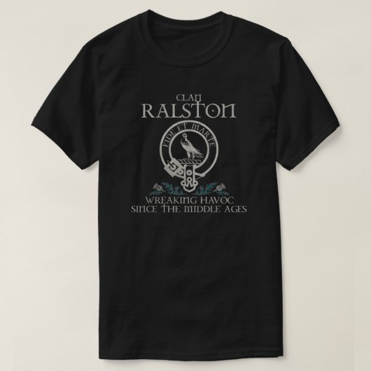 T-shirt Ralston Clan crest Scottish nom tartan Thistle (Design devant)