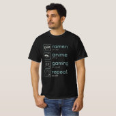 T-shirt Ramen Anime Jeu Répéter Anime et routine de jeu (Devant entier)