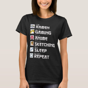 T-shirt Ramen Anime Jeux Répéter Otaku Anime Manga Vidéo