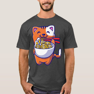 T-shirt Ramen Cat Anime Japonais Filles Kawaii Tee officie