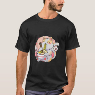 T-shirt Ramen Cat Kawaii Anime Cat Manger Ramen Japonais N