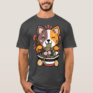 T-shirt Ramen Cat Kawaii Anime Japonais Cadeau De Nourritu