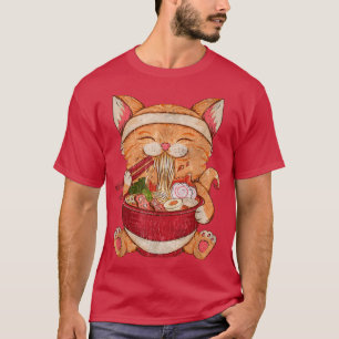T-shirt Ramen Cat Kawaii Anime Japonais Food Gift Girls Bo