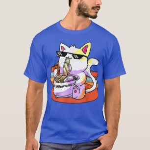 T-shirt Ramen Cat Kawaii Anime Japonaise Nourriture Filles