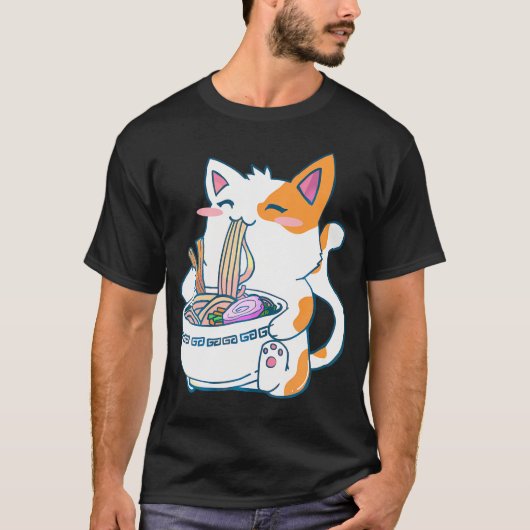 T-shirt Ramen Cat Kawaii Anime Otaku (Devant)