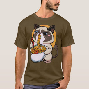 T-shirt Ramen Cat Kawaii Fan Anime Japonais Nouilles Asie 