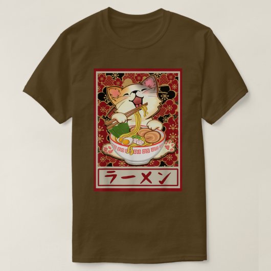 T-shirt Ramen Cat Kawaii Neko Anime Japanese Food Teens Bo (Design devant)