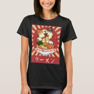 T-shirt Ramen Cat Neko Anime Kawaii Jeu de merles japonais
