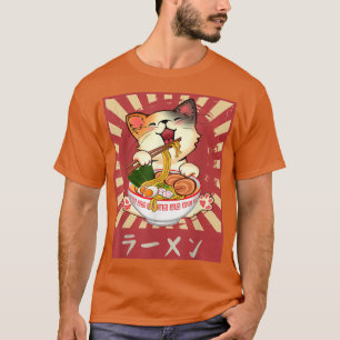 T-shirt Ramen Cat Neko Anime Kawaii Jeu de merles japonais