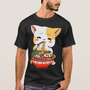 T-shirt Ramen Chat Manger des nouilles Kawaii Anime Merch