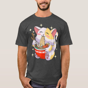 T-shirt Ramen Chat Manger Noodles Nourriture Japonaise Ani