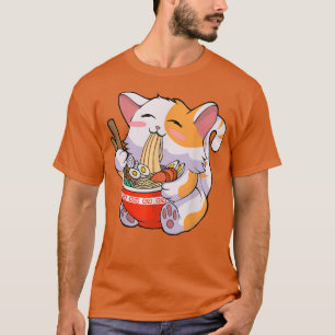 T-shirt Ramen Chemise Chat Manger Des Nouilles Nourriture