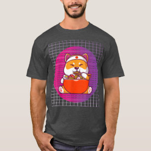 T-shirt ramen chien chat, manger ramen, kawaii trucs ramen