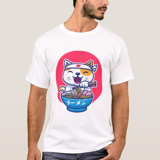 T-shirt Ramen cute Cat (Devant)