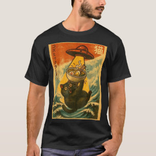 T-shirt Ramen de chat drôle anime japonais Ufo hommes femm