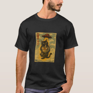 T-shirt Ramen de chat drôle UFO anime japonais pour hommes