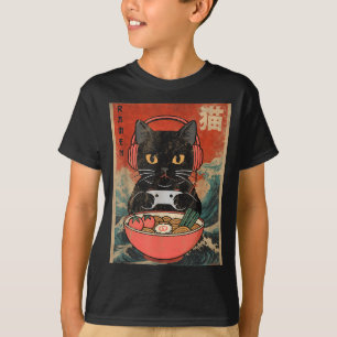 T-shirt Ramen de chat japonais drôle graphique kawaii anim
